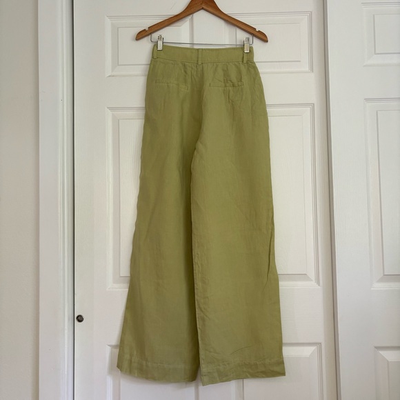 Everlane High Waisted Linen Drape Pant in Leek Green - Picture 4 of 4
